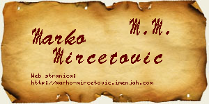 Marko Mirčetović vizit kartica